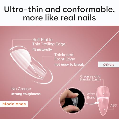 Image of Modelones Extra Short Square Fake Nail Tips - 510Pcs Gel Tips Pre-shaped Half Matte Full Cover Clear Acrylic Gel Kit False Press on Nails for Extension DIY Salon 15Sizes