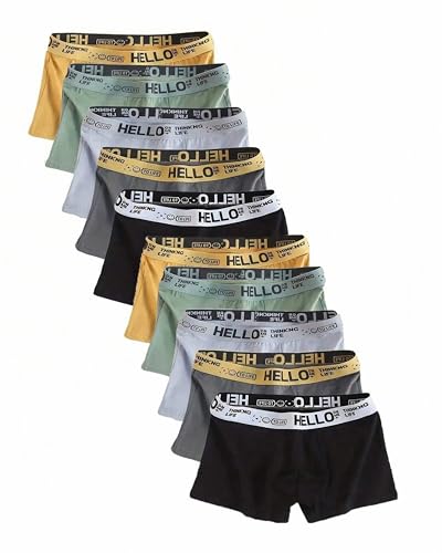 Men's Breathable Boxer Briefs 10-Pack - Airflow Anti-Friction, Moisture Wicking Quick-Dry Underwear Multipack