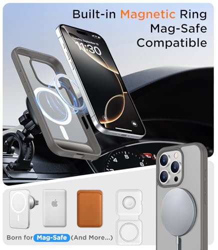 Image of Magnetic Compatible with iPhone 16 Pro Max Case, [Built-in Invisible Kickstand][Compatible with MagSafe] [Military Grade Shockproof] Slim Translucent Matte Phone Case for iPhone 16 Pro Max 6.9 inch
