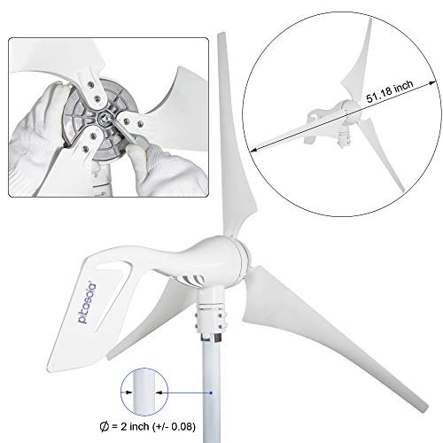 PIKASOLA Wind Turbine Generator 12V 400W with a 30A Hybrid Charge