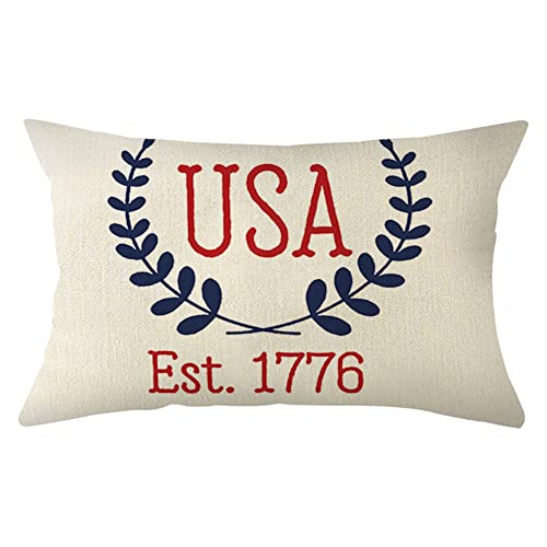Ogiselestyle Patriotic 4th of July Throw Pillow Cover, 12 x 20 Inch Memorial Day Independence Day Cushion Case Decoration for Sofa Couch