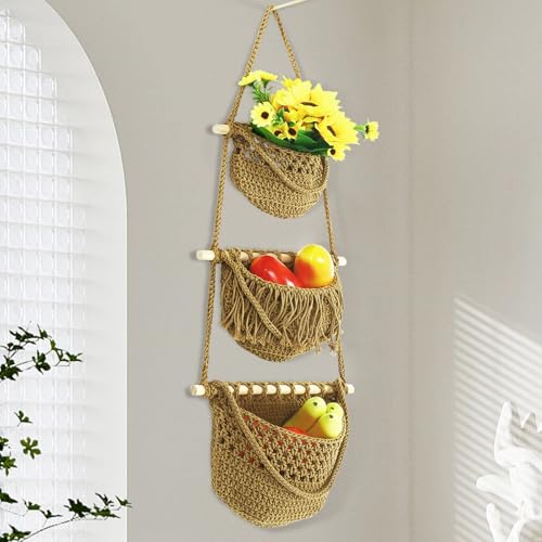 Cesta de cocina en pared para frutas: optimice su espacio con algodón y madera 8
