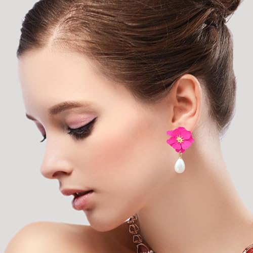 Pearl Bohemian Flower Earrings Floral Petal Flower Stud Earrings Jewelry for Women3