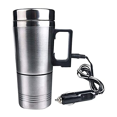Stronrive Taza Calentamiento Coche 12 V / 24 V, Taza Café Acero Inoxidable 300 Ml, Taza Térmica Calentada, Taza Aislamiento Coche para Viajes