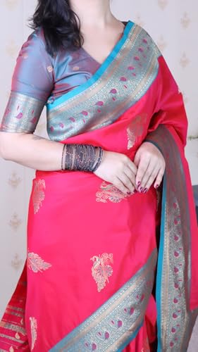Image of SGF11 Women's Kanjivaram Pure Soft Silk Saree With Blouse Piece