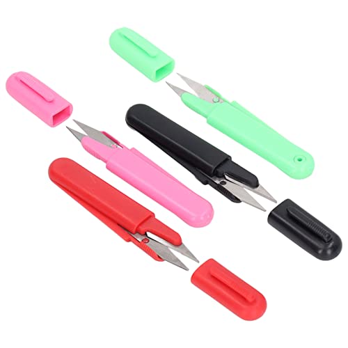 Ainoli 4 tijeras de hilo con tapa de acero inoxidable redondas para costura de bricolaje, mini tijeras pequeñas, tijeras de coser ligeras para coser punto