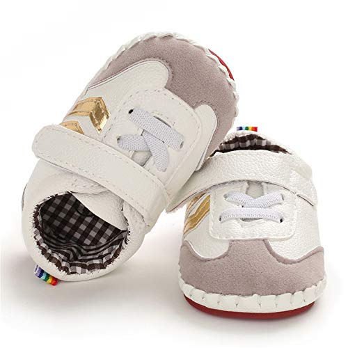 Image of HsdsBebe Baby Boys Girls Pu Leather Hard Bottom Walking Sneakers Toddler Rubber Sole First Walkers Infant Cartoon Slippers Crib Shoes