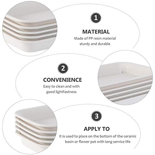 Yardwe 5Pcs Rectangular Plastic Plant Saucers Tray Drip Tray Pot Saucer Round Flower Pot Tray For Holding Water Drips And Soil,11 X 4.3 X 1.1 Inch (Beige) #TOP5