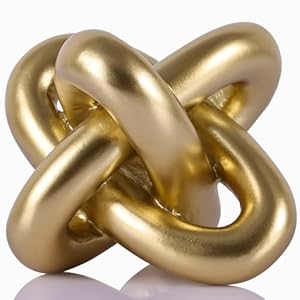 Golden Knot Statue, Three Knot Sculpture Home Decor Accents, Knot Sculptures and Statues for Rustic Coffee Table Living Room Dining Table Entryway Entrance Shelf Small Decorations and Accessories