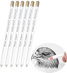 6pcs Eraser Pencils Set for Artists, Wooden Sketch Eraser Pen for Charcoal Drawings, Highlight Painting Eraser White Drawing Pencils for Sketching, Revise Erasing Details for Students Limner.