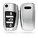 kwmobile Carcasa para Mando Compatible con Audi Llave de Coche Plegable de 3 Botones - Funda para Llaves de Coche con Botones de TPU - Plateado Brillante