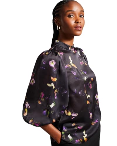 Niycole High Neck Top With Balloon Sleeves