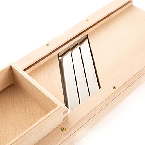 Ribnican Kitchen Grande trancheuse de cuisine pour couper choux et légumes et chariots pour choucroute, chou rouge et salade de chou, en bois de hêtre, longueur 40 cm (60 x 23 cm)