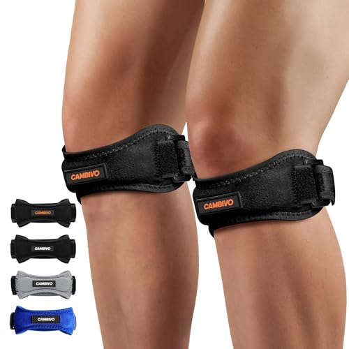CAMBIVO Rodillera Adjustable x2, Cinta Rotuliana, Rodilleras Menisco y Ligamento con Correa para Tendón Rotuliano, Correr, Saltar, Gym, Alivio de la Tendinitis, Estabilización de la Articulación