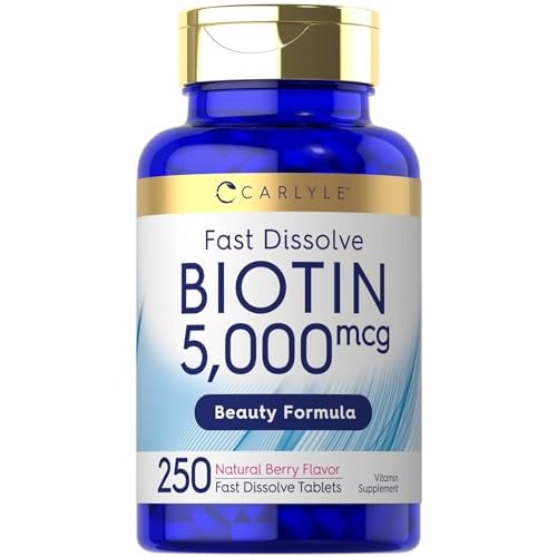 Carlyle Biotin 5000mcg | 250 Fast Dissolve Tablets | Supplement for Men and Women | Vegetarian, Non-GMO, Gluten Free