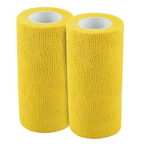 Image of A-Tape Breathable Self Adhesive Cohesive Bandage for Humans & Pets (Dogs, Cats, Birds) -Sports, Wrap, Athletic, Non Woven First Aid Medical, Wrist, Swelling (10 cm X 4.5 mtr) (Pack Of 4, Yellow)