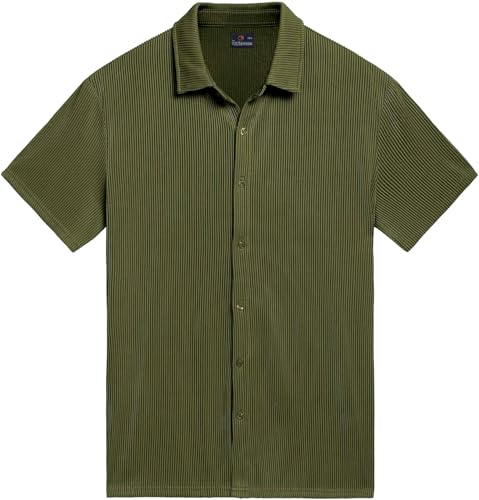 Image of CB-COLEBROOK Casual Shirt for Men|| Shirt for Men|| Men Stylish Shirt|| Men Vertical line Shirt|| Button Down Shirts Short Sleeve Fashion Textured Beach Summer Shirt Top