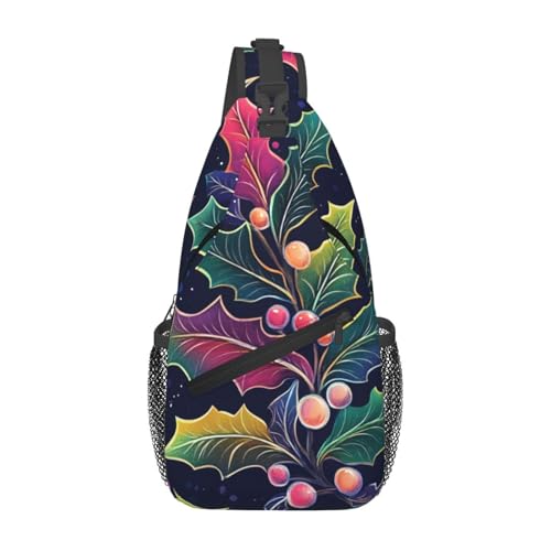 Bolso bandolera unisex con estampado de hojas coloridas miniatura 1