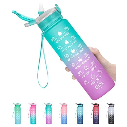 MEITAGIE Vattenflaska 1 l, läckagesäker vattenflaska med sugrör och tidsmarkering, BPA-fri, Tritan sportflaska, perfekt för barn, utomhus, vandring, skola, cykel – diskmaskinssäker
