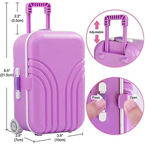 Srua Don 18 Inch Doll Suitcase Travel Luggage Play Set, 18" Doll Mermaid Theme Travel Carrier Storage Accessories For 18Inch Doll, Include Case Doll Clothes Hat Sunglasses Camera Pillow Toy Pet, Etc #TOP4