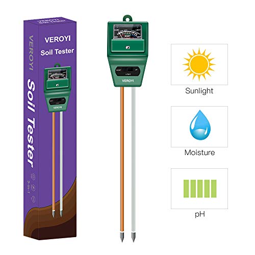 Veroyi Soil pH Meter, ST02 3-in-1 Soil Moisture pH Light Tester for Home