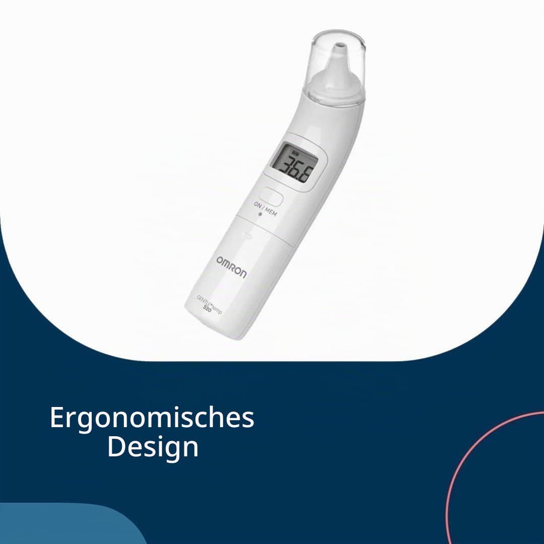 OMRON Gentle Temp 520 Ohrthermometer, digitales Fieberthermometer mit Infrarot-Messtechnik für die genaue und einfache Messung im Ohr in nur 1 Sekunde