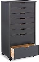 Vista 5 de Linon Callie - Carrito de almacenamiento con ruedas con ocho cajones en madera gris