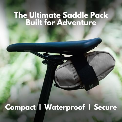 Image of SpeedSleev Ranger Cycling Adventure Pack - Bike Saddle Bag for Road Bikes, Mountain Bikes & Gravel Bikes - Lightweight Bicycle Under Seat Bag - Bike Accessories & Tools - Waterproof Bike Bag (Grey)
