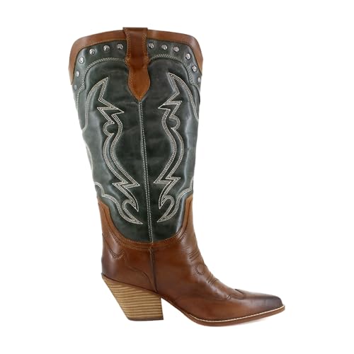 Image of Sam Edelman James Wide Calf Women's Boots Green /Copper Leather Size 7.5 M