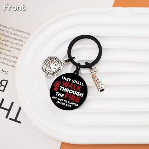 Image of Firefighter Gifts for Men Firefighter Accessories Prayer Keychain Gift for Firefighters Unique Christmas Birthday Father's Day Gifts for Firefighters Cool Stuff Fire Fighter Graduation Gift