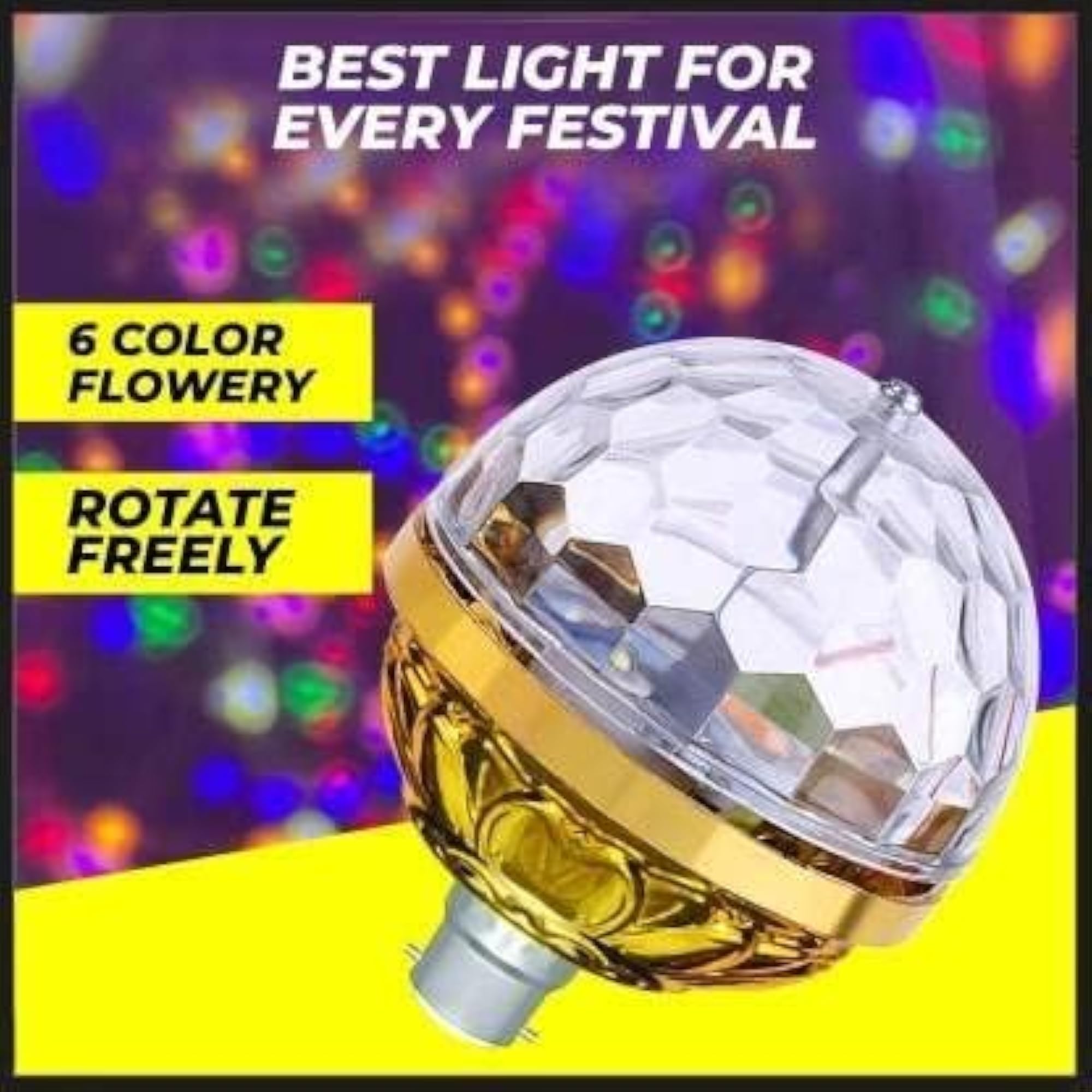 Rotating RGB LED Disco Light Bulb, Colorful Party Light