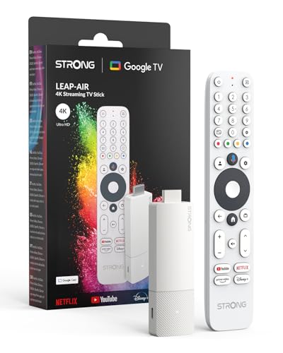 STRONG LEAP-AIR TV Stick 4K UHD, Android 11, Wi-Fi, Assistente Vocale Google, HDR10+, Dolby Audio & Dolby Vision, Netflix, Prime Video, YouTube (Bianco)