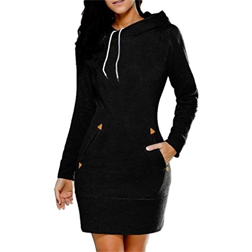 Honghu Mujer Casual Manga Larga Cuello Redondo Hals con Capucha Sudadera para...