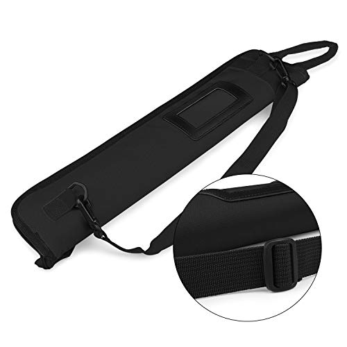 Flexzion Drum Stick Bag Percussion Music Drum Accessories Case With Hook, Card Holder, Adjustable Shoulder Strap Carrying Handle 4 Pairs Kid Drum Sticks Holder Water-Resistant Bag Fabric, Black #TOP2