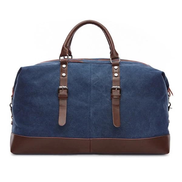 Image of Fur Jaden 40L Canvas Weekender Travel Duffle Cabin Bag with Detachable Shoulder Strap (Navy)