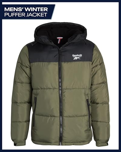 Image of Reebok Mens Winter Jacket - Warm Heavyweight Mens Winter Coat - Wind Water Resistant Insulated Quilted Puffer Jackets for Men