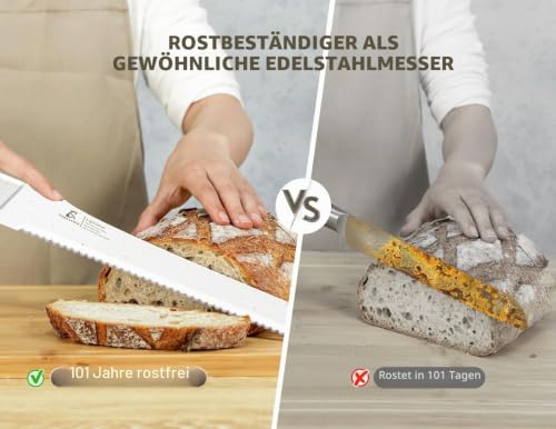 Nachschärfbares Brotmesser für selbstgebackenes Brot, 29,5 cm langes Multifunktionsmesser mit Wellenschliff… – Ansicht 3