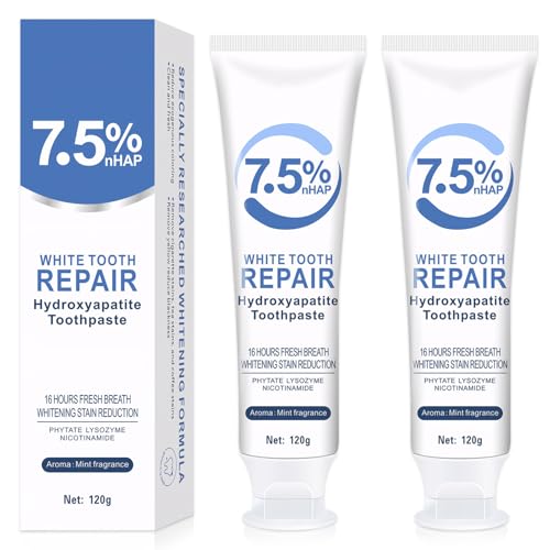 2 Stück Hydroxylapatit Zahnpasta Ohne Fluorid, Frischer Atem Zahnpasta Hydroxylapatit, Tiefenreinigung Hydroxyapatite Zahncreme, Remineralisierungszahnpasta Ganzheitlicher Schutz für Zähnen