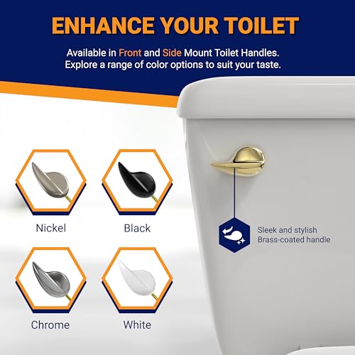 Image of Front Mount Toilet Handle Replacement, Compatible with American Standard, Kohler, TOTO, Gerber and Most Front Mount Toilet Tanks - Polished Brass