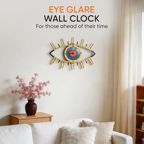 Image of AAKRITI ART CREATIONS Serene Eyes Wall Clock Multicolor | Wall Clock for Home, Home Decoration | Modern Art Wall Hanging Wall Clock, Lightweight Wooden wall Decor | Matte Finish Wooden wall Clock