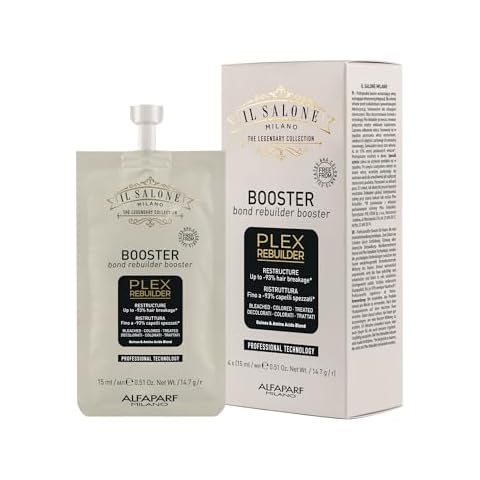 Il Salone Milano Plex Rebuilder Booster for Bleached, Colored Treated Hair - Bonding Hair Treatment for Enhanced Hair Color, Shine, and Softness - Repair Hair Care - 4 x (0.51 oz / 15 ml) Cover