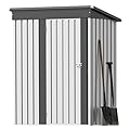 Greesum 5×3 FT Outdoor Storage Shed, Metal Storaged Sheds Without Floor, Tool Sheds with Lockable Doors and Sloping Roof for Garden, Patio, Backyard, White