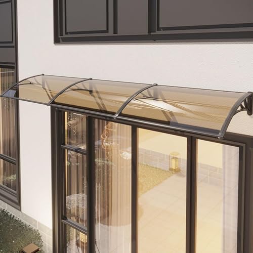 Toldo para puerta exterior de entrada con protección UV y tejadillo impermeable marrón 4