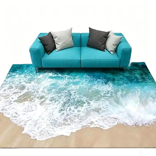 Tapete azul océano 3D de 48x64 pulgadas