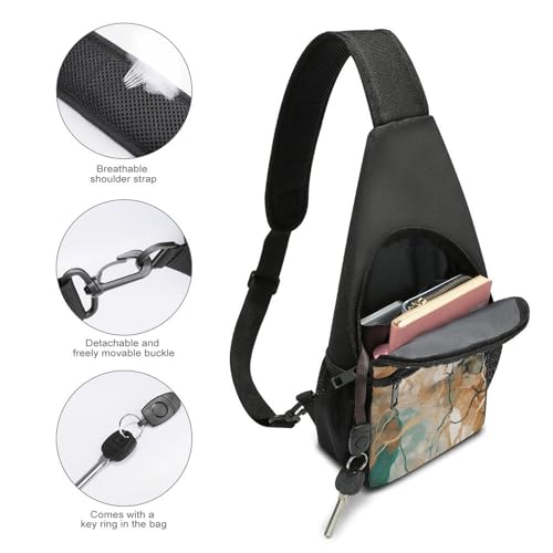 Bolso Sling para Mujer y Hombre Crossbody Pequeño Dorado miniatura 4