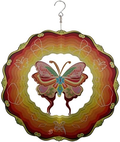 Butterfly Wind Spinner 12 inch 3D Stainless Steel Wind Sculpture Hanging Wind Spinner for Outdoor & Indoor Decorations Butterfly Art Ornament Wind Spinners for Yard and Garden