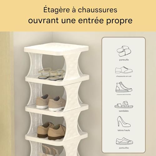 Étagère à chaussures 6 niveaux pliable pour optimiser l'entrée - 8