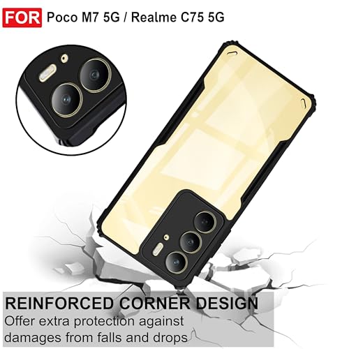 Image of Amazon Brand - Solimo Back Case Cover for Poco M7 5G | Compatible for Poco M7 5G Back Case Cover | Clear Case with Camera Protection | (TPU + PC | Matte Black)