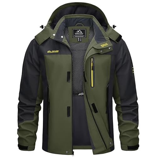 TACVASEN Men’s Sports Jacket Breathable Outdoor Water-Resistant Hiking Mountain Jacket Multi-Pockets