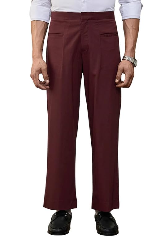 Catch ME IF You CAN Men Formal Trousers | Wide Fit High Rise Solid Wide-Leg Design | Durable Polyester Blend Fabric for Office, Business Casual Occasions-image-42
